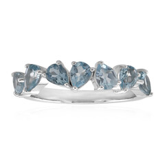 Anillo en plata con Topacio azul cielo