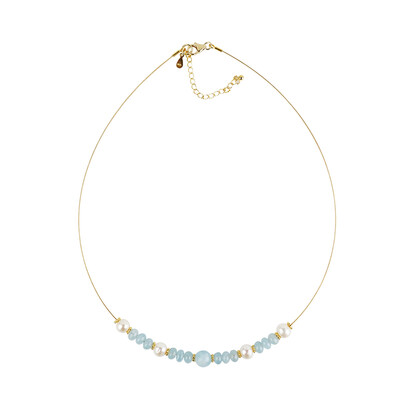 Collar en acero inoxidable con Aguamarina