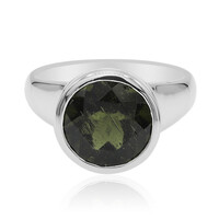 Anillo en plata con Moldavita