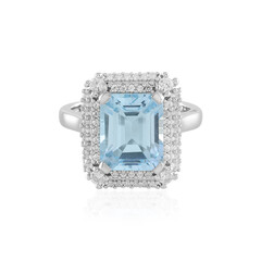 Anillo en plata con Topacio azul cielo