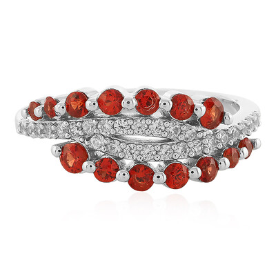 Anillo en plata con Rubí rojo atardecer