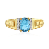 Anillo en plata con Topacio azul suizo