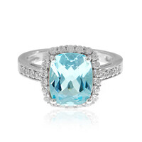 Anillo en plata con Topacio azul cielo
