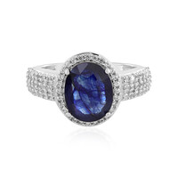 Anillo en plata con Zafiro azul de Madagascar