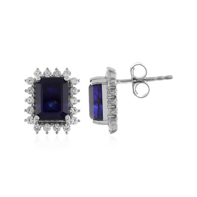 Pendientes en plata con Zafiro azul de Madagascar