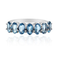 Anillo en plata con Topacio azul de Londres