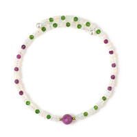 Brazalete en acero con Rubí de Mozambique (Riya)