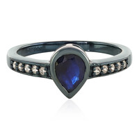 Anillo en plata con Zafiro azul de Madagascar