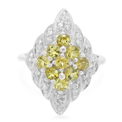 Anillo en plata con Turmalina cuprífera