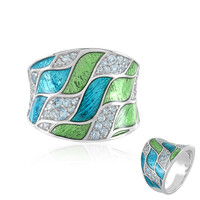 Anillo en plata con Topacio azul suizo
