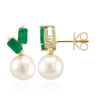 Pendientes en oro con Perla blanca del mar del sur (Michelle Albala)