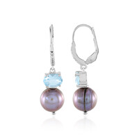Pendientes en plata con Perla freshwater negra