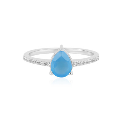 Anillo en plata con Calcedonia azul
