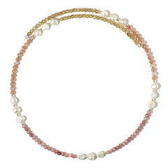 Collar al cuello en acero con Perla blanca Freshwater (Riya)