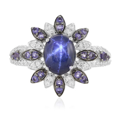 Anillo en plata con Zafiro estrella azul