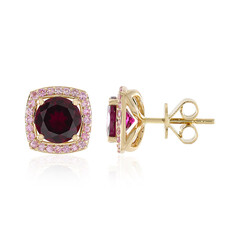 Pendientes en oro con Rodolita frambuesa AAA (SUHANA)
