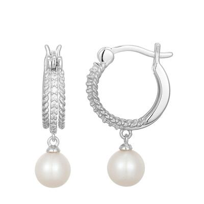 Pendientes en plata con Perla blanca Freshwater