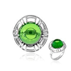 Anillo en plata con Ámbar colombiano verde