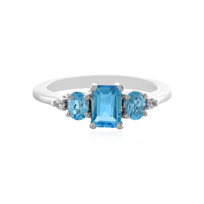 Anillo en plata con Topacio azul suizo