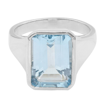 Anillo en plata con Topacio azul cielo