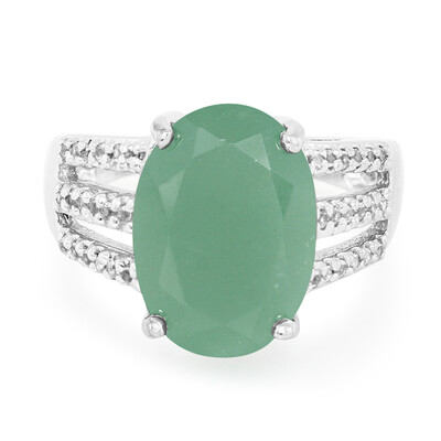 Anillo en plata con Calcedonia verde