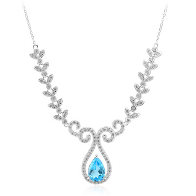 Collar en plata con Topacio azul suizo