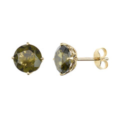 Pendientes en oro con Moldavita