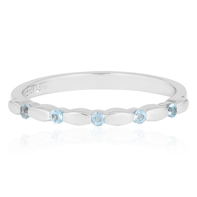 Anillo en plata con Topacio azul suizo