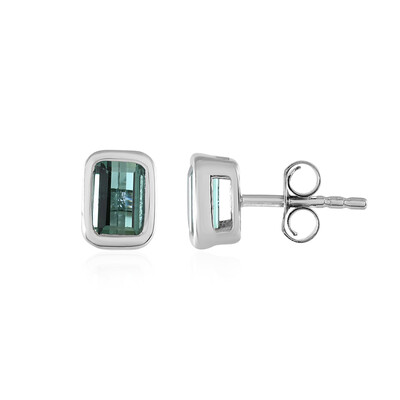 Pendientes en plata con Turmalina verde Benedito(Adela Silber)
