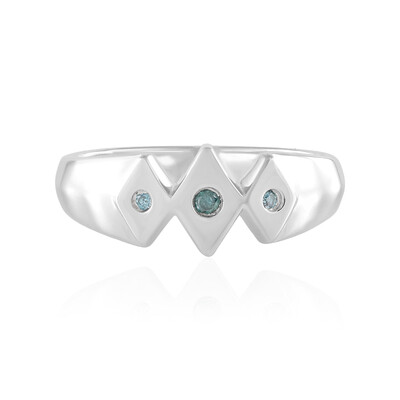 Anillo en plata con Diamante azul I2
