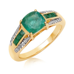 Anillo en oro con Esmeralda de Zambia