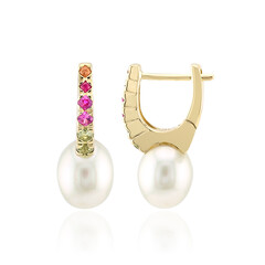 Pendientes en oro con Perla blanca del mar del sur (Michelle Albala)