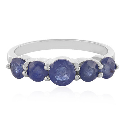 Anillo en plata con Zafiro azul de Madagascar