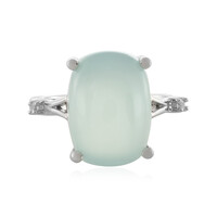 Anillo en plata con Calcedonia agua