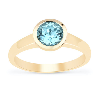 Anillo en oro con AAA Aguamarina