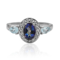Anillo en plata con Topacio Místico azul