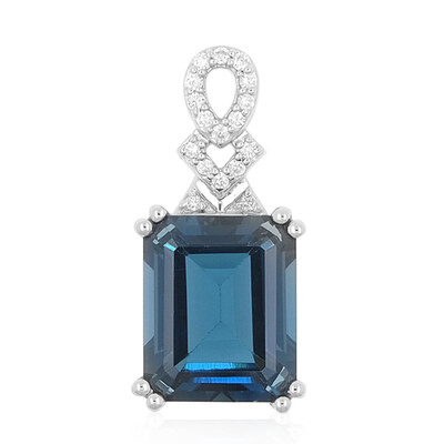 Colgante en platino con Topacio azul de Londres