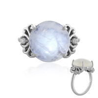Anillo en plata con Piedra de Luna arcoíris