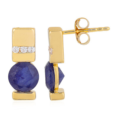 Pendientes en plata con Zafiro azul de Madagascar
