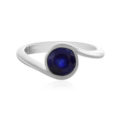 Anillo en plata con Zafiro azul de Madagascar