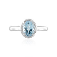Anillo en plata con Topacio azul cielo