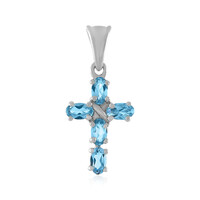 Colgante en plata con Topacio azul suizo