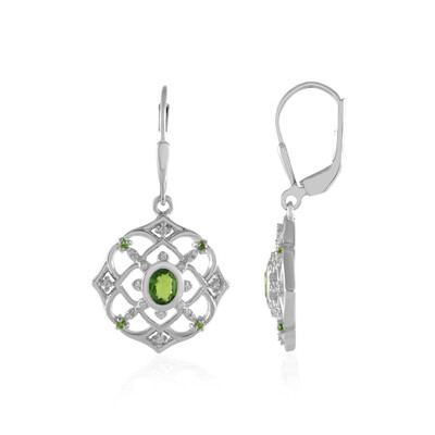 Pendientes en plata con Diópsido de Rusia