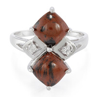 Anillo en plata con Obsidiana caoba