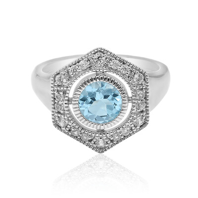 Anillo en plata con Topacio azul cielo
