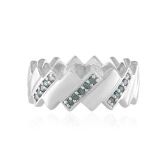 Anillo en plata con Diamante azul I2