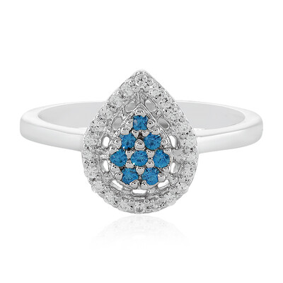 Anillo en plata con Zircón azul