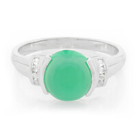 Anillo de hombre en plata con Calcedonia verde