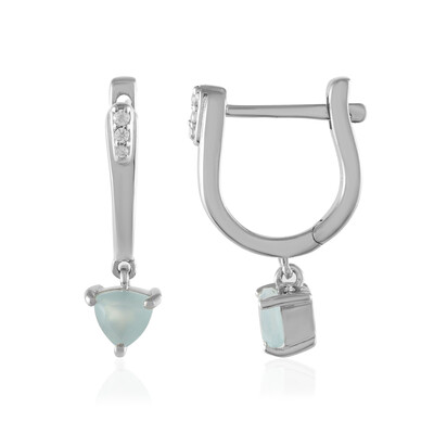 Pendientes en plata con Calcedonia agua