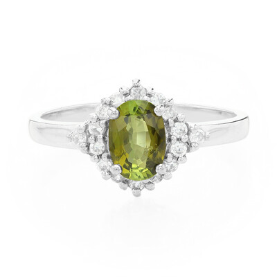 Anillo en plata con Turmalina cuprífera
